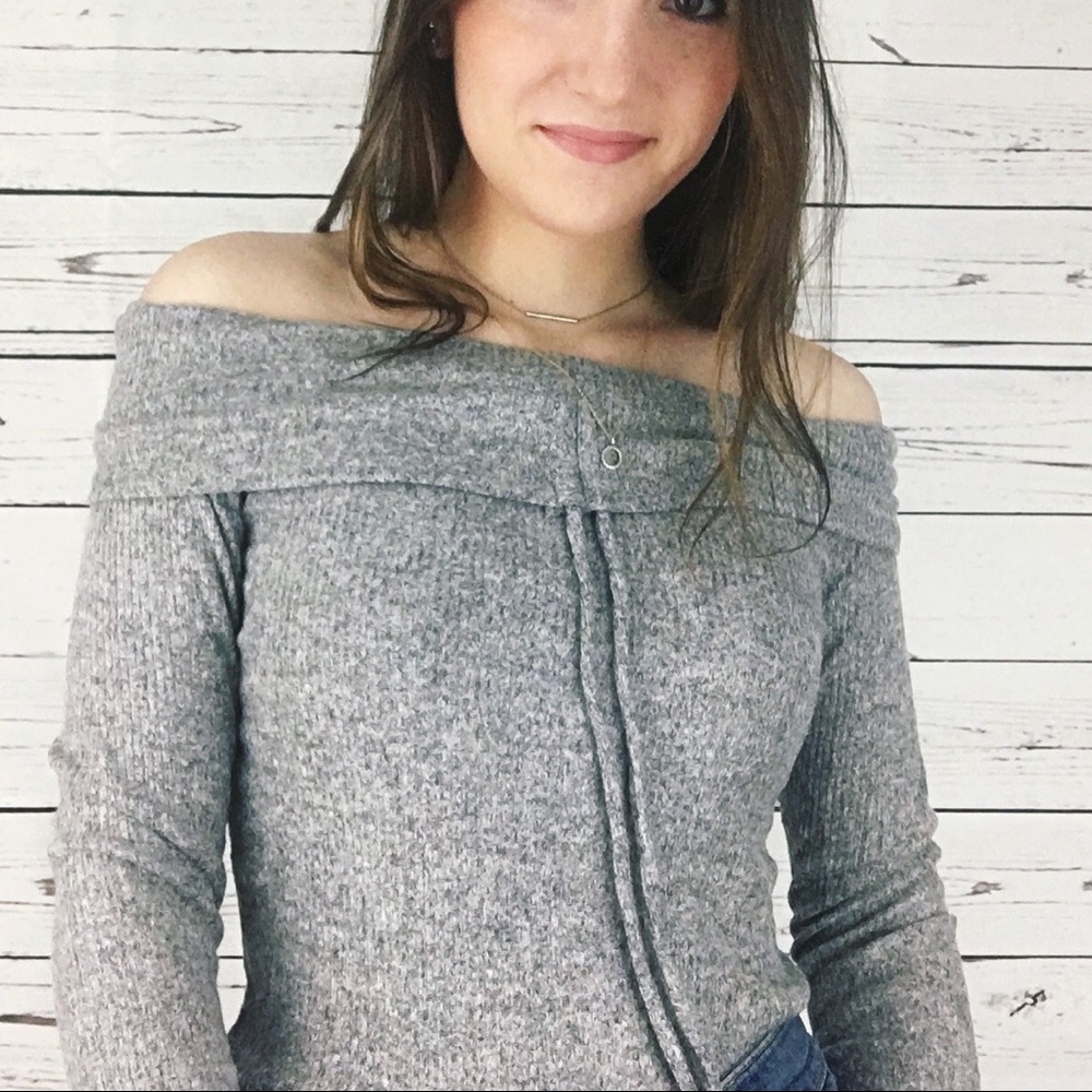 Gray off shoulder sweater